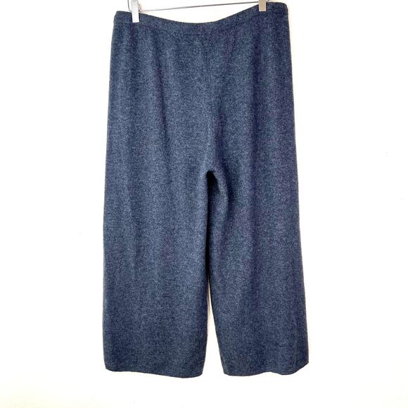 Nordstrom 100% Cashmere Wide Leg Pull On Drawstring Pants Cropped LARGE Gray - Picture 2 of 5